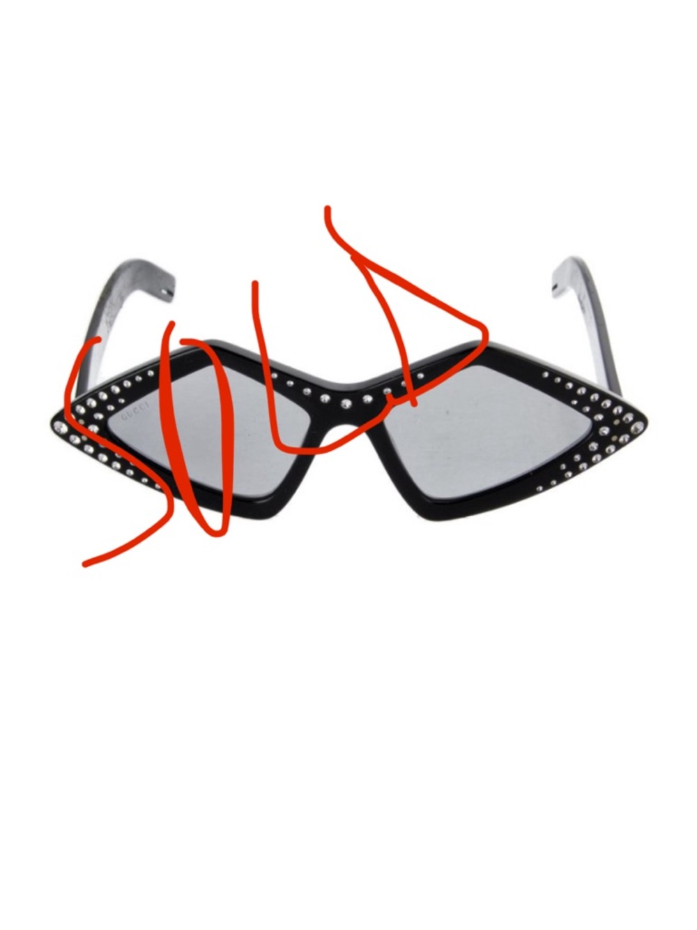 Gucci Black Diamond Shape Rhinestone Framed GG0496S Sunglasses